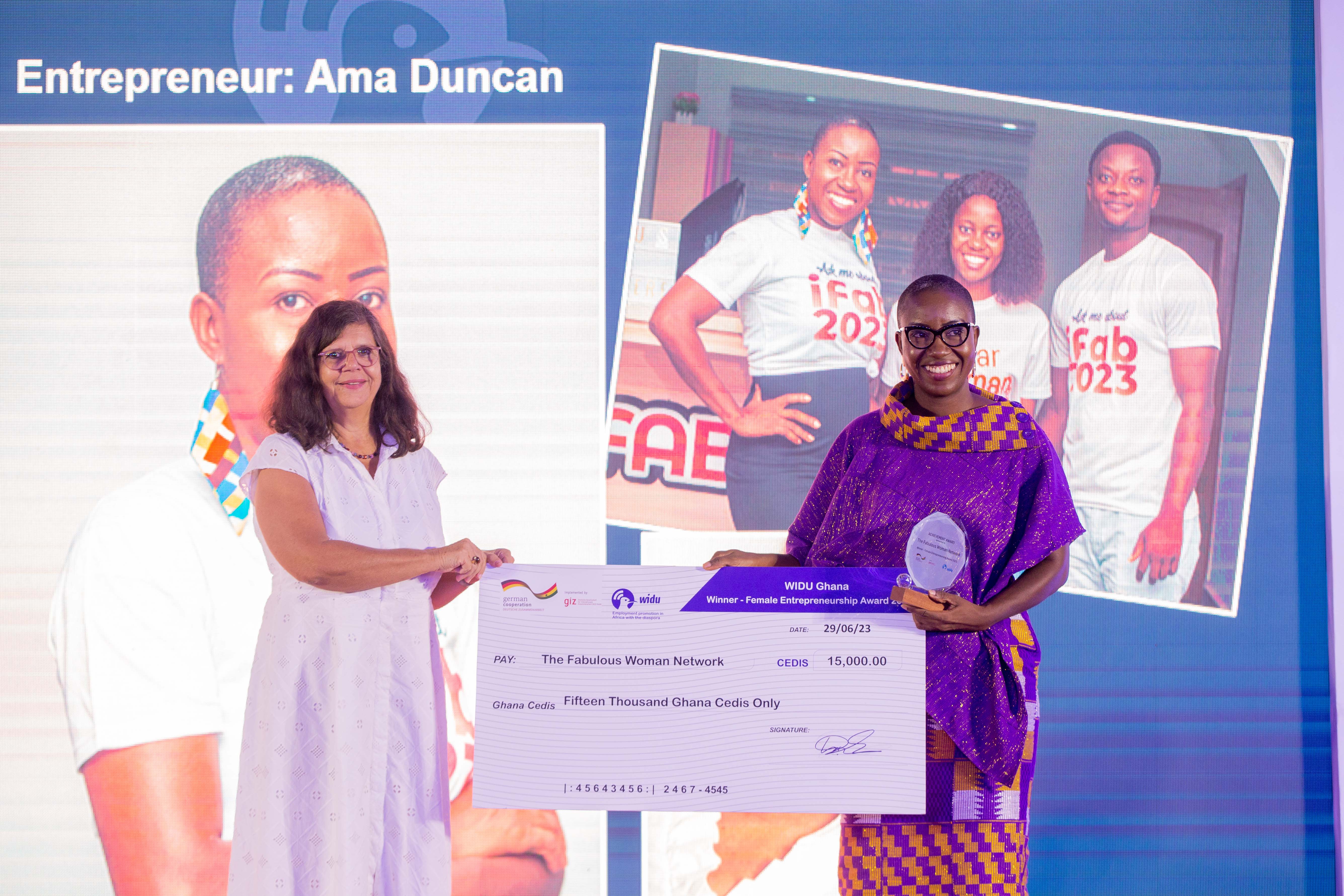 Ama Duncan receives WIDU Award in the category "Female Entrepreneur Award 2023"
