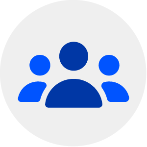 Graphic icons illustrating three neutral silhouettes