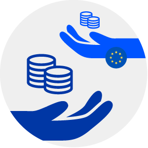 Graphic icon illustrating an investment made between entrepreneur and diaspora