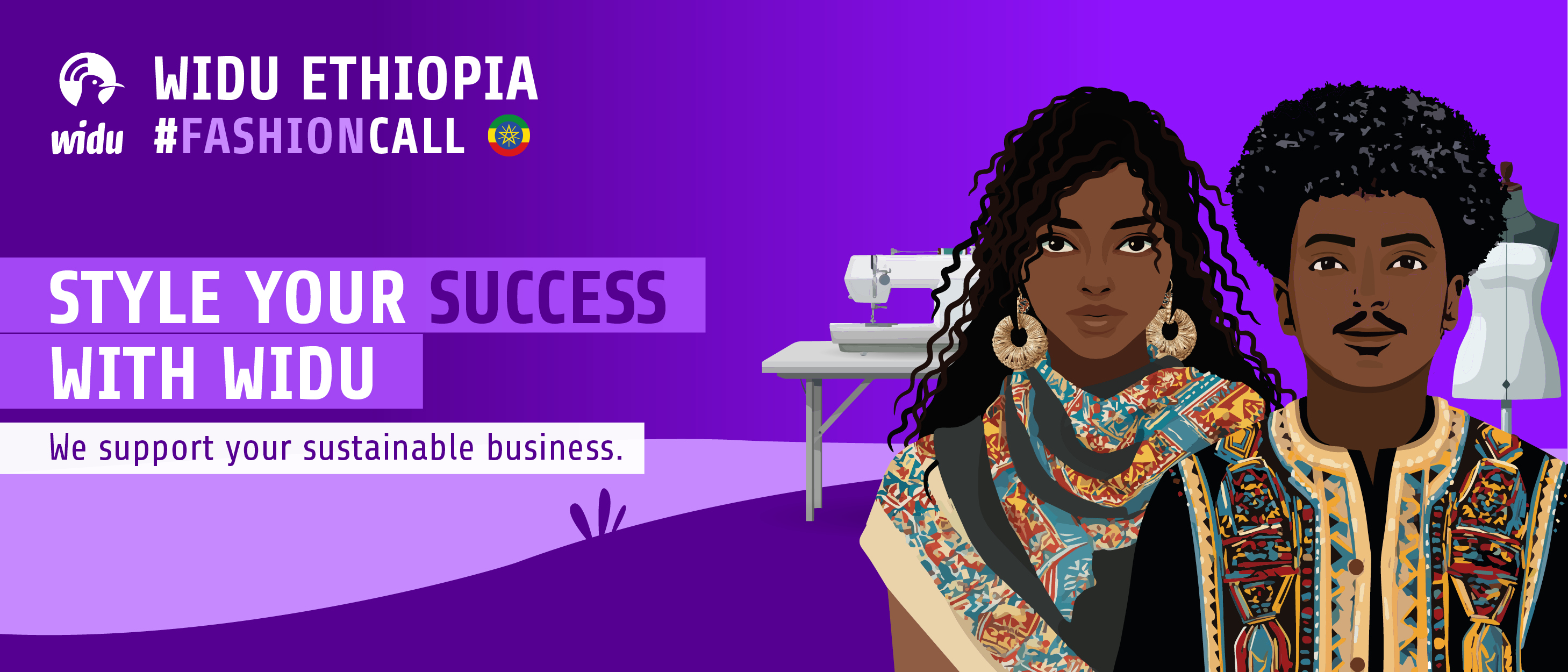 Key Visual for Fashion Local Call in ethiopia illustrating an Ethiopian couple dressed with traditional clothes