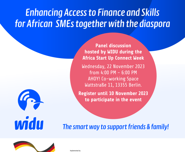 Invitation to WIDU.africa hosted panel discussion "enhancing Access to Finance and Skills for African SME's together with the diaspora" in Berlin