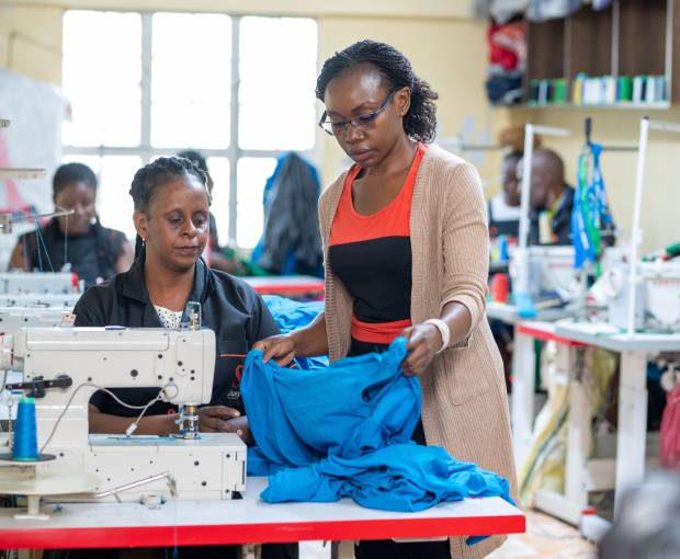 Violet Mugoya, founder of Suevi and one of her worker