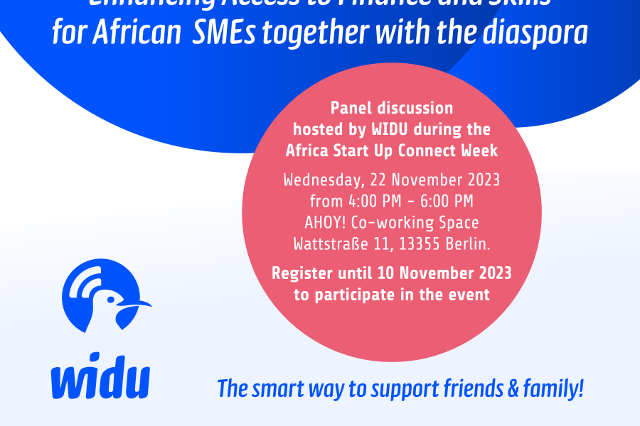 Invitation to WIDU.africa hosted panel discussion "enhancing Access to Finance and Skills for African SME's together with the diaspora" in Berlin