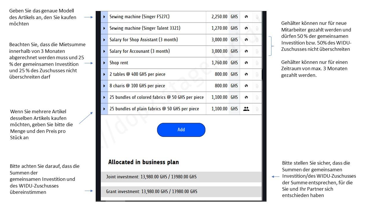 Tipps und Tricks für das Ausfüllen des WIDU Investitionsplans