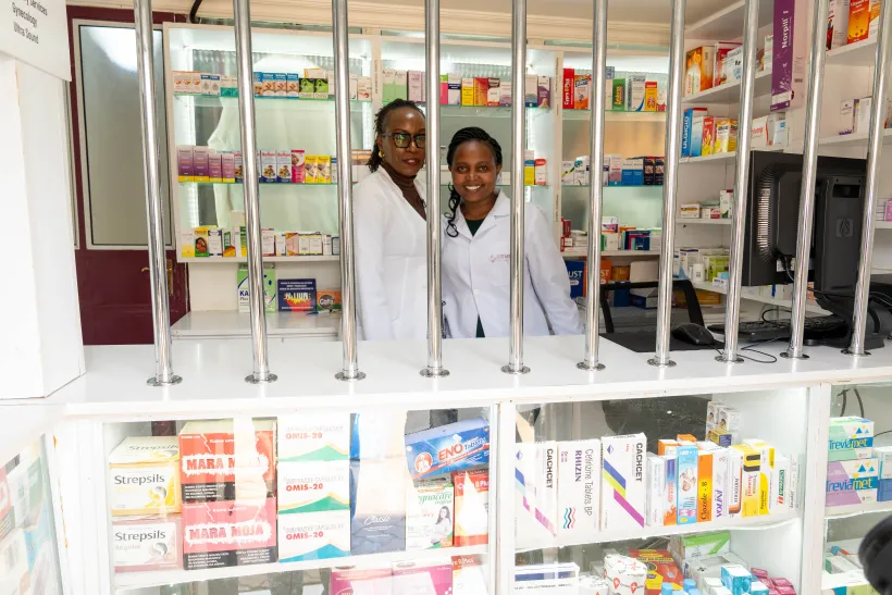 Uzwela Medical Centre behind desk