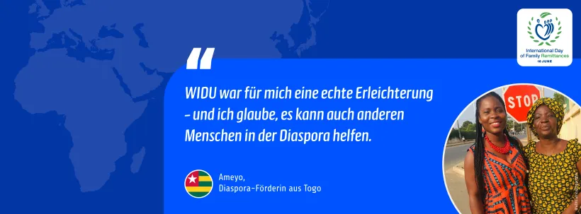 "WIDU war für mich eine echte Erleichterung - und ich glaube, es kann auch anderen Menschen aus der Diaspora helfen." - Ameyo