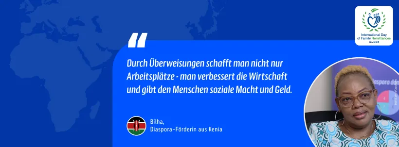 "Durch Überweisungen schafft man nicht nur Arbeitsplätze - man verbessert die Wirtschaft und gibt den Menschen soziale Macht und Geld." - Bilha